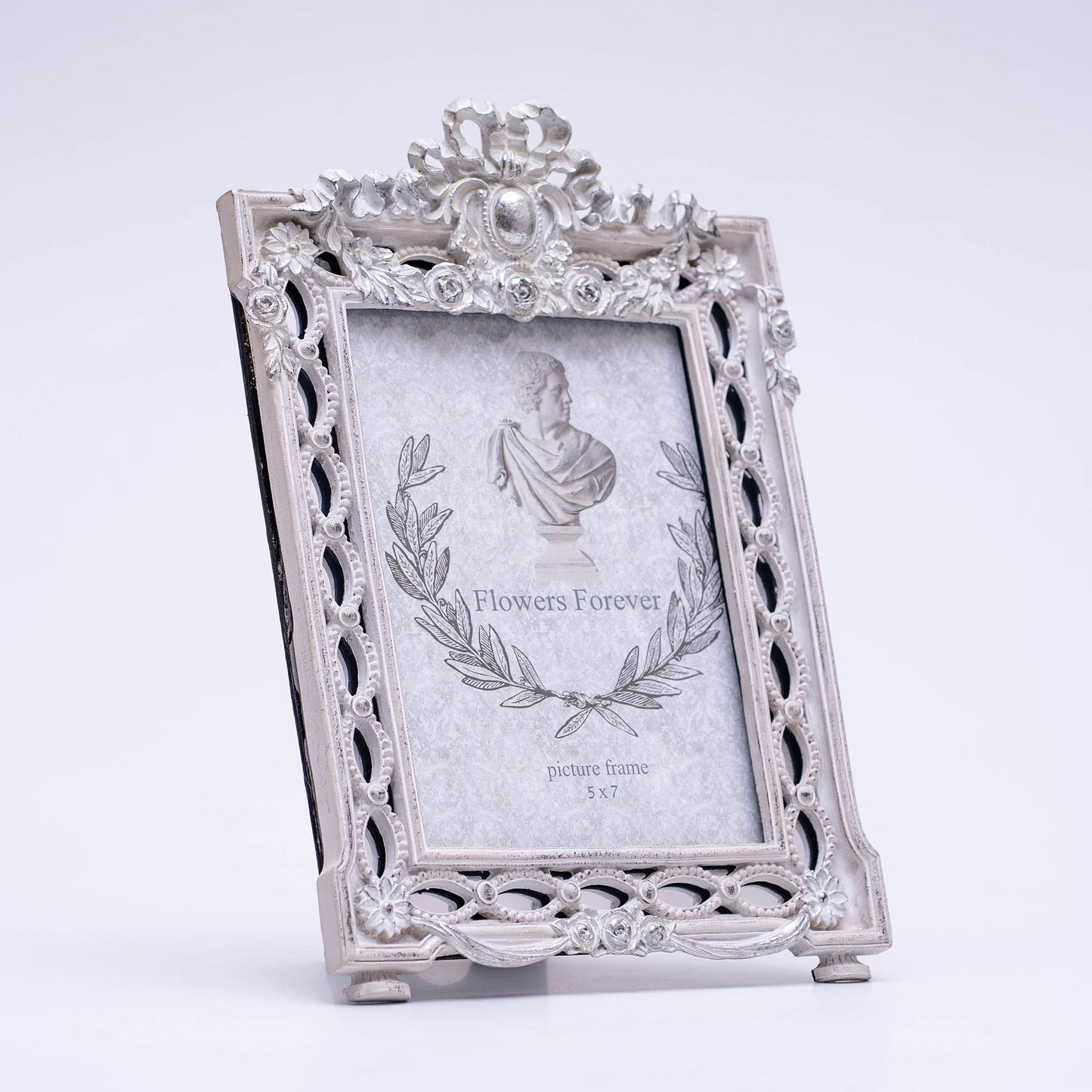 Silver & Grey Photo Frame Vintage Deco5”X7” Table Top Photo Frame