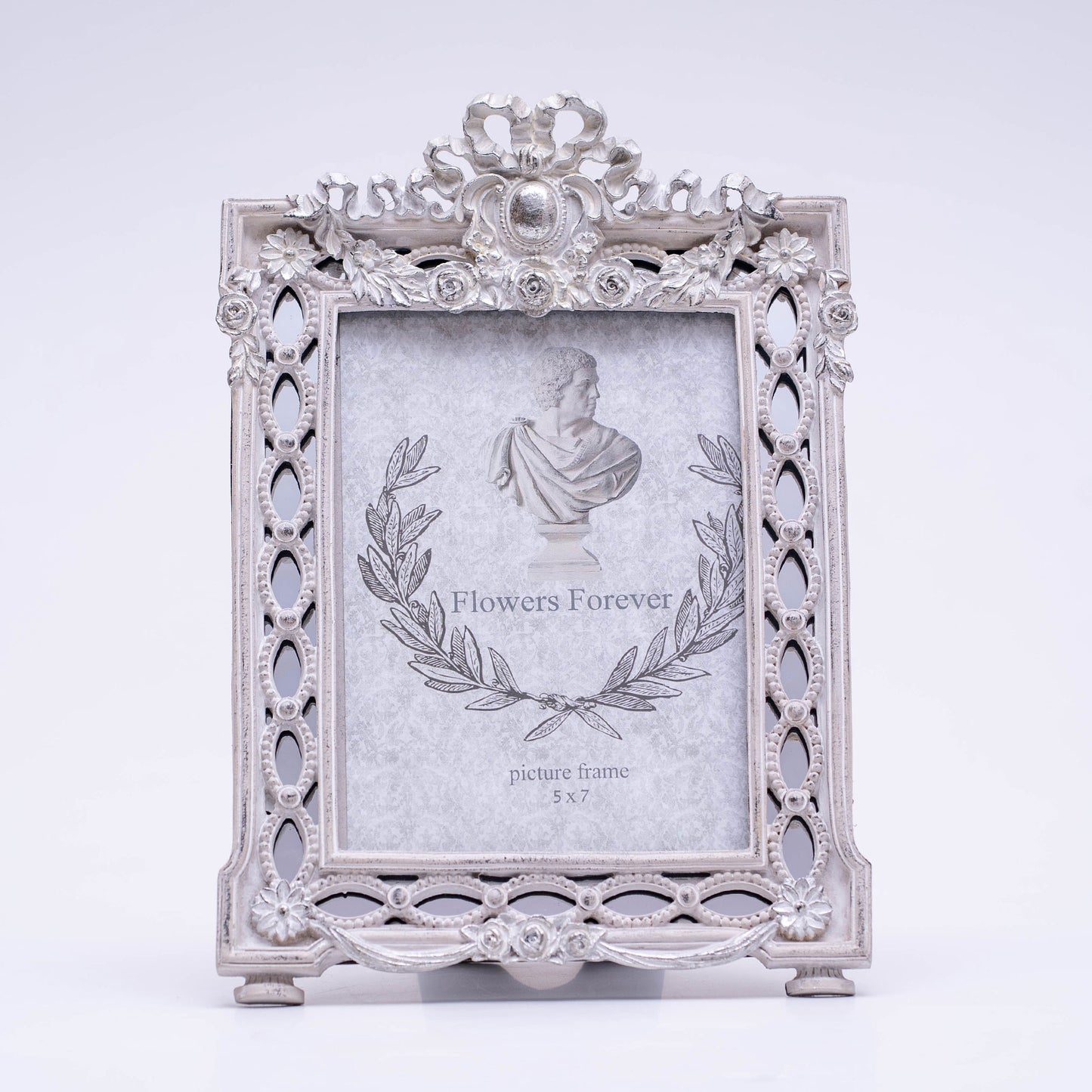Silver & Grey Photo Frame Vintage Deco5”X7” Table Top Photo Frame