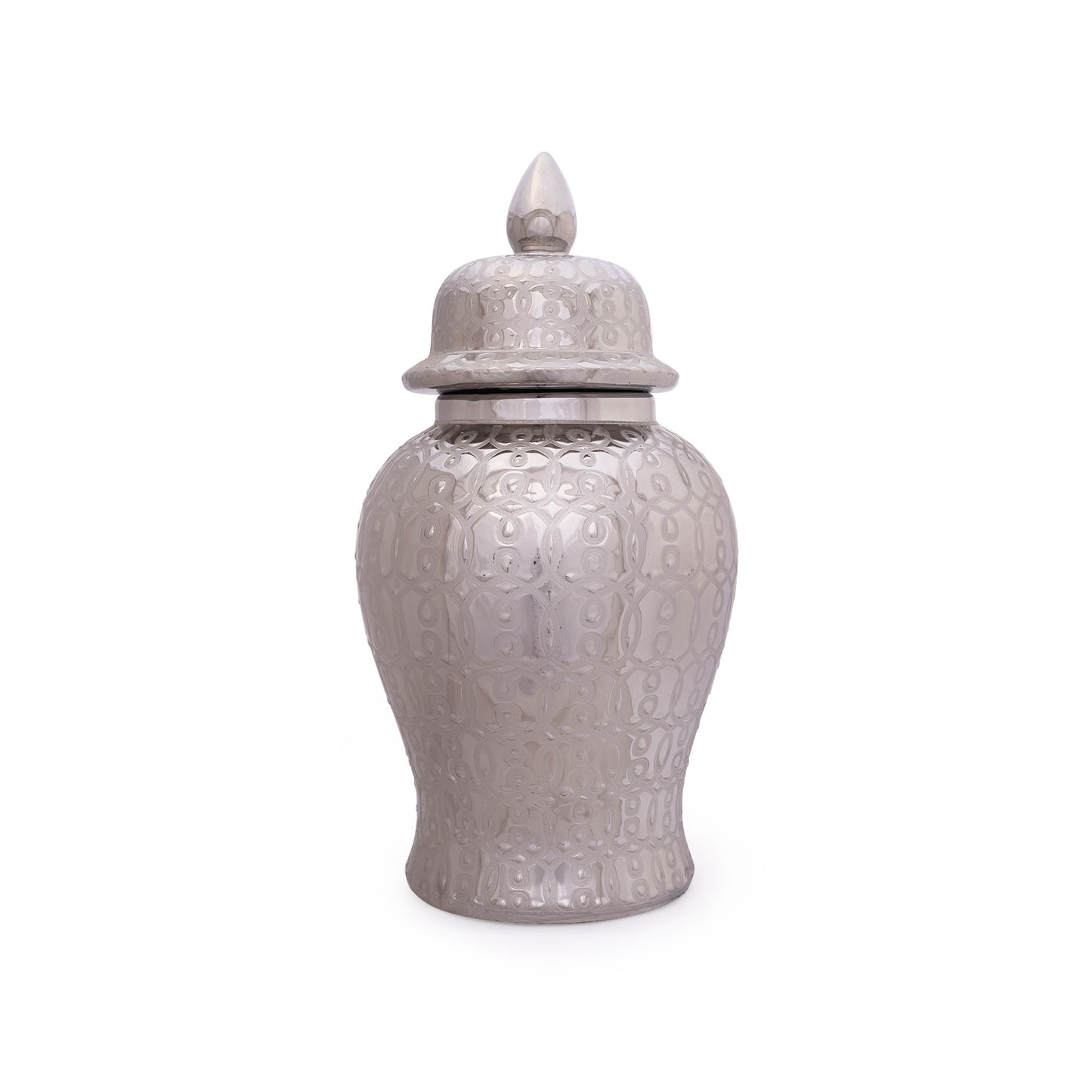 Decorative Round 18'' Ginger Jar Silver Grey