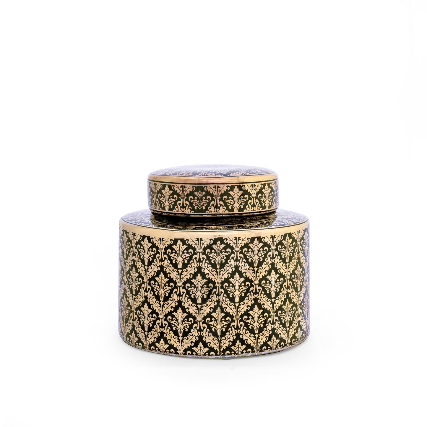 Decorative Round 18" Ginger Jar Black & Gold