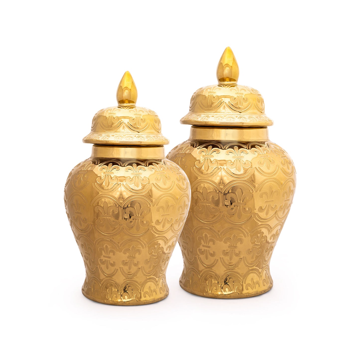 Decorative Round 14" & 18" Ginger Jar Gold Combo