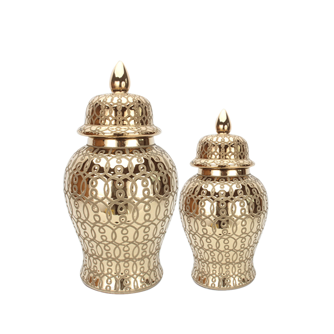 Decorative Round 14" & 18" Ginger Jar Gold Combo