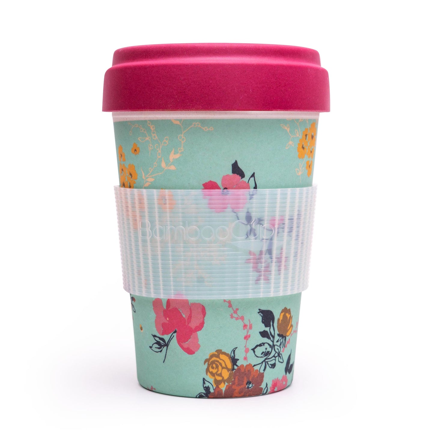Flower Blossom 400ml Eco friendly Bamboo Mug with Silicon Grip