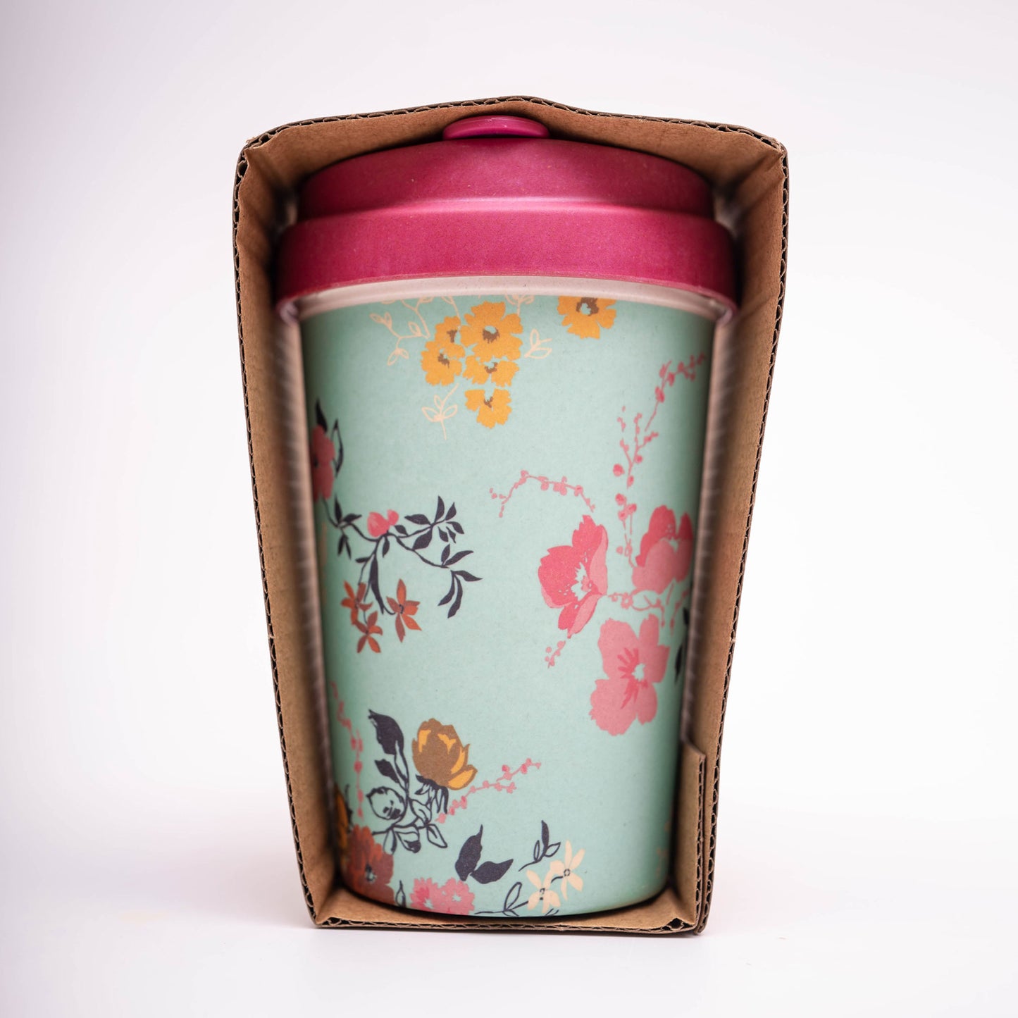 Flower Blossom 400ml Eco friendly Bamboo Mug with Silicon Grip