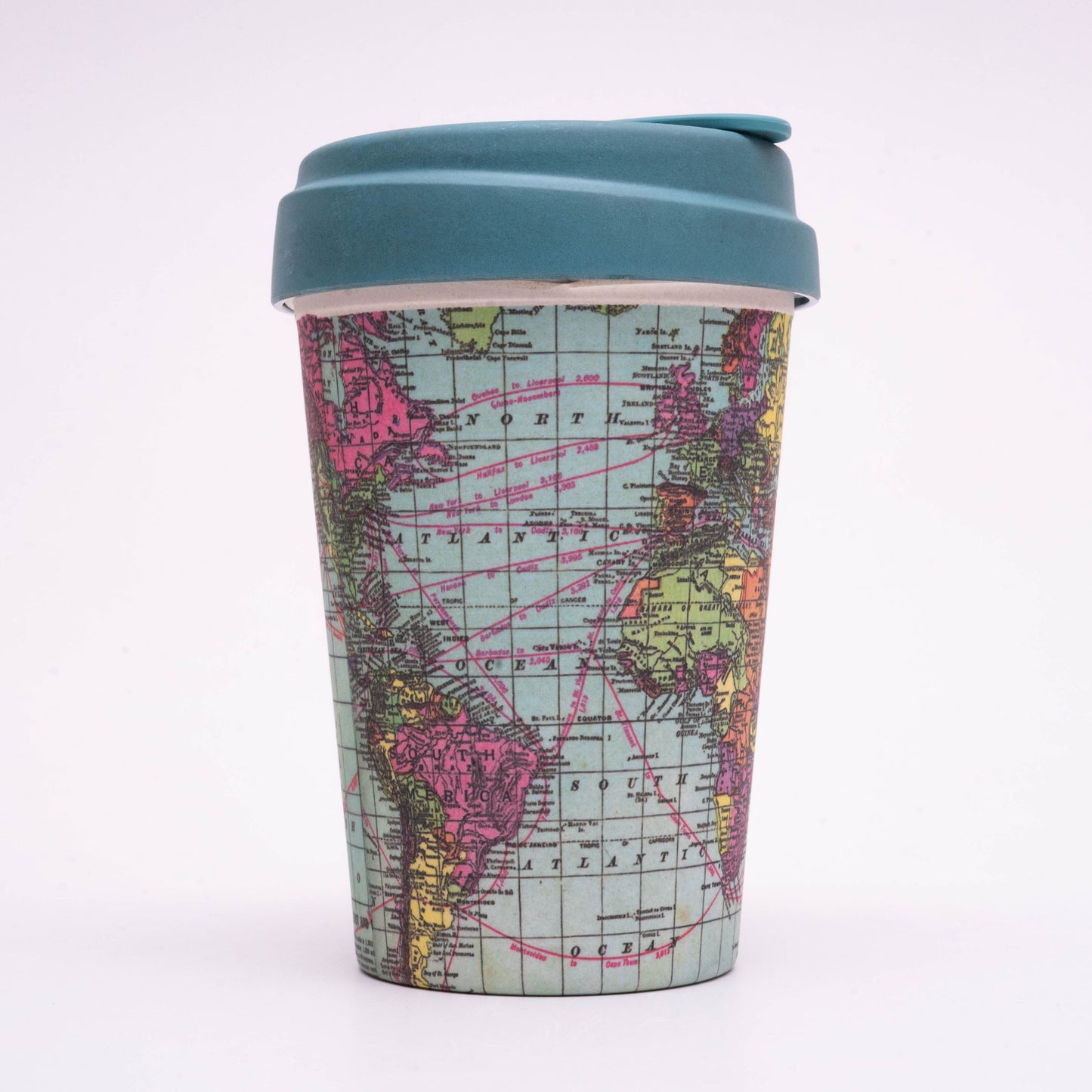 Around The World 400ml Eco friendly Bamboo Mug with Silicon Grip