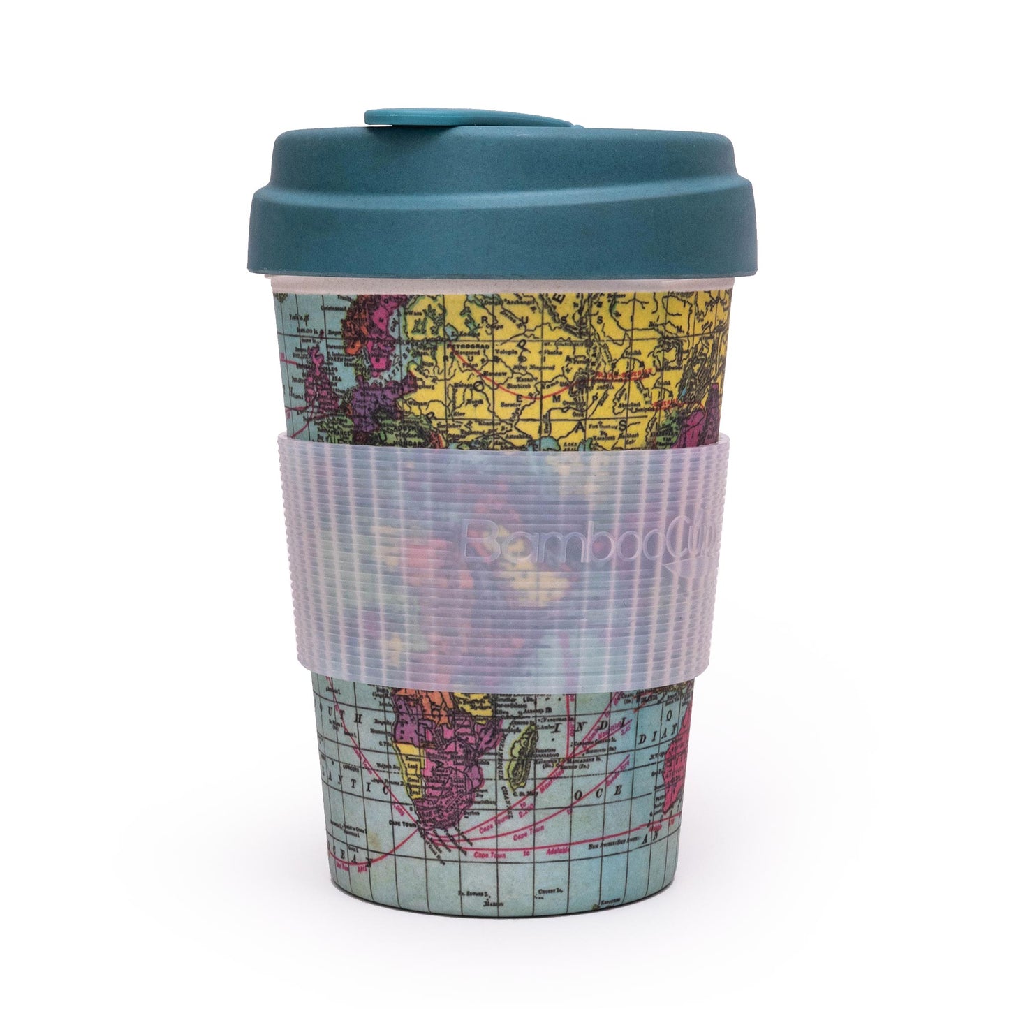 Around The World 400ml Eco friendly Bamboo Mug with Silicon Grip