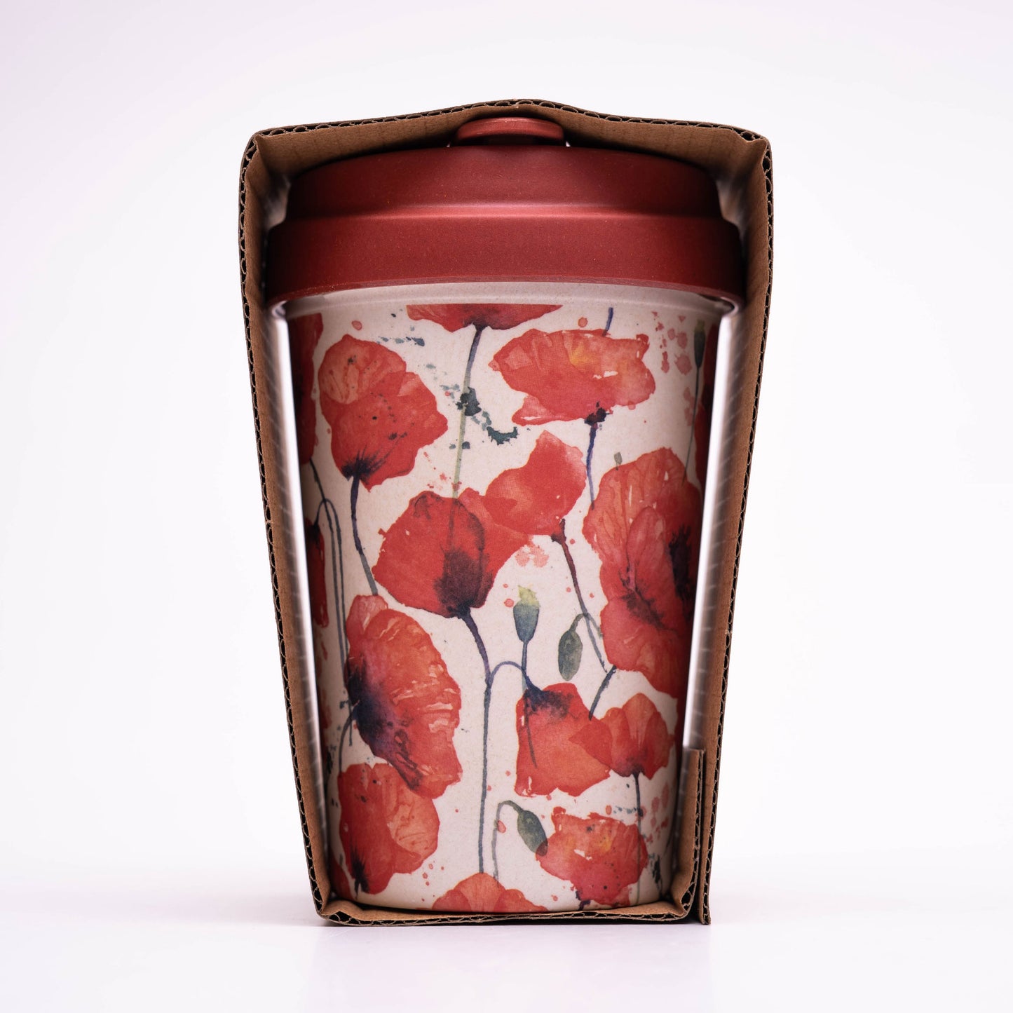 Red Tulip 400ml Eco friendly Bamboo Mug with Silicon Grip