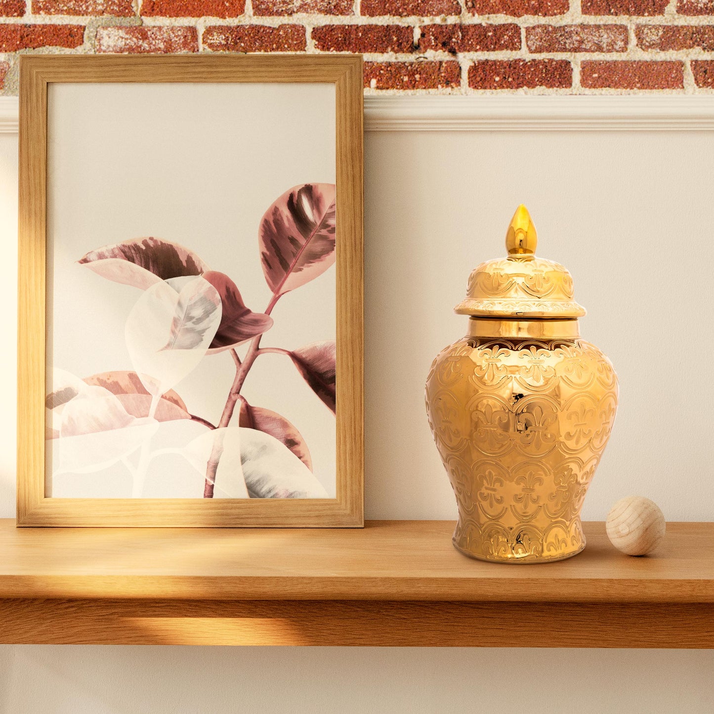 Decorative Round 14" Ginger Jar Gold