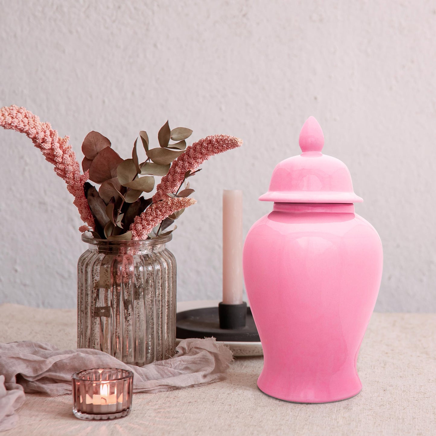 Decorative Round 18'' Ginger Jar Light Pink
