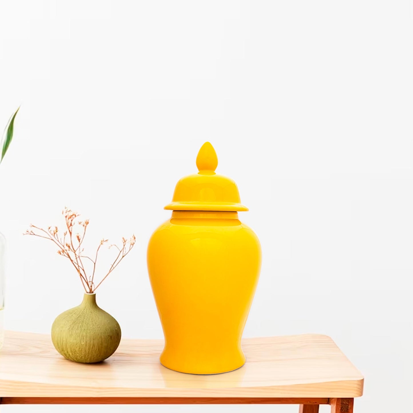 Decorative Round 18'' Ginger Jar Yellow